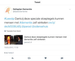 tweet boodschappenroute door deltaplan dementie