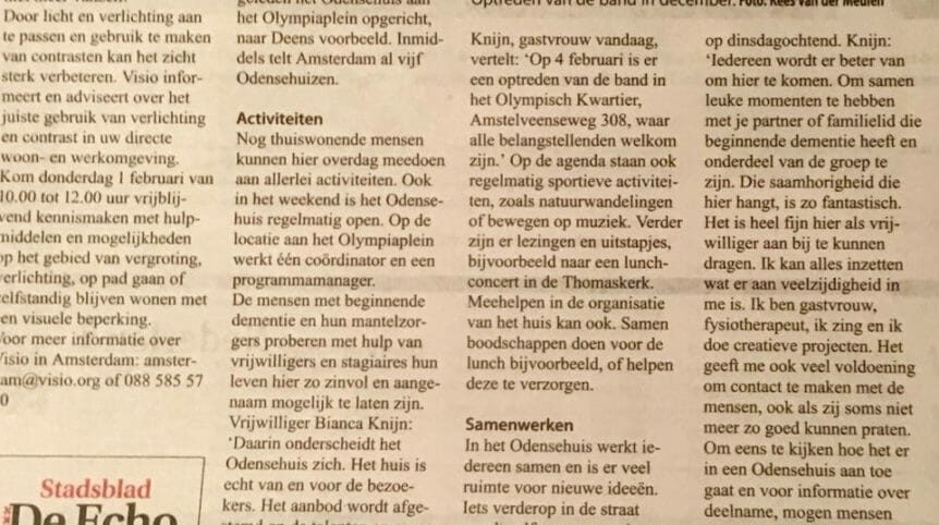 artikel in Stadsblad De Echo