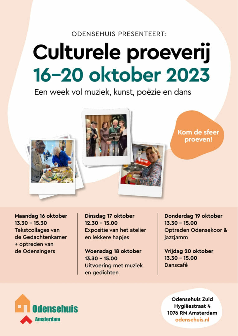 Culturele Proeverij 16 t/m 20 oktober 2023 Odensehuis Zuid