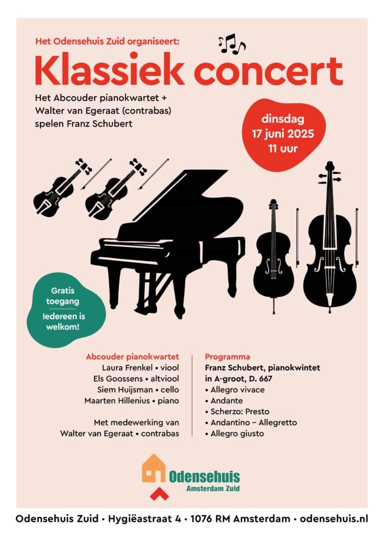 17 juni gratis concert Schubert in Odensehuis Zuid